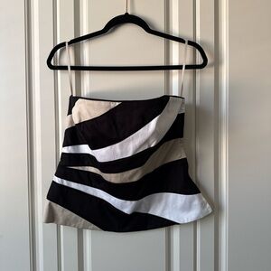 White House Black Market Black, White, and Tan Camisole